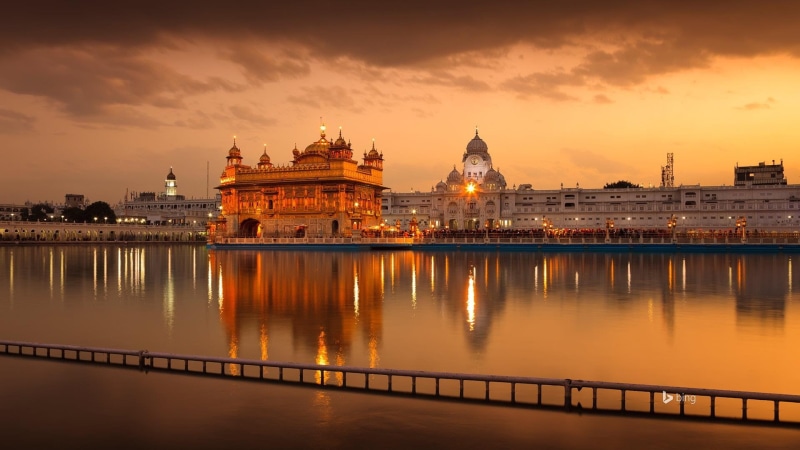 dusk, sky, bing, river, brown, concrete, theme, 1080P, punjab, reflection, nature, built structure, cloud - sky, city, religion, history, illuminated