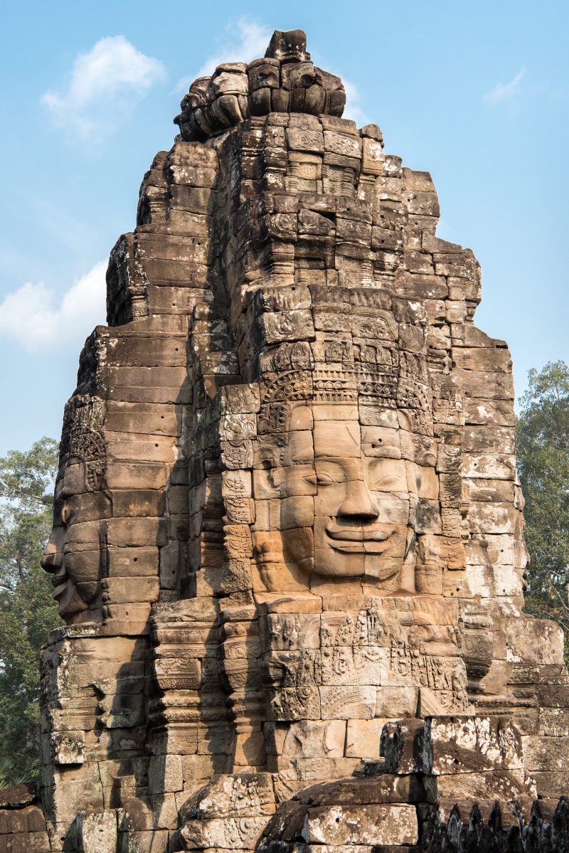 outdoors, architecture, craft, human representation, buddha, bayon temple, history, tourism, no people, ancient civilization, art and craft, the past, spirituality