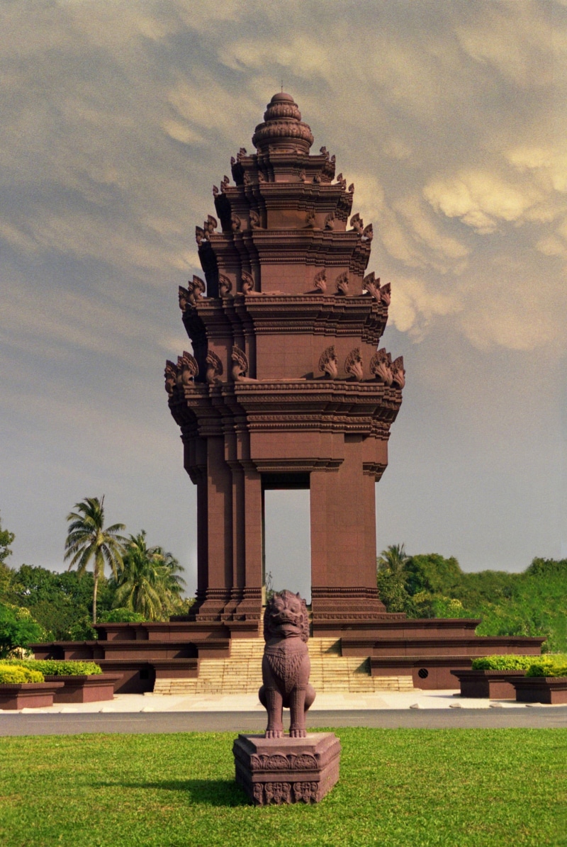 southeast, cambodia, history, tourist, building exterior, monument, the past, cloud - sky, art and craft, khmer, tree, grass, outdoors, asia, landmark