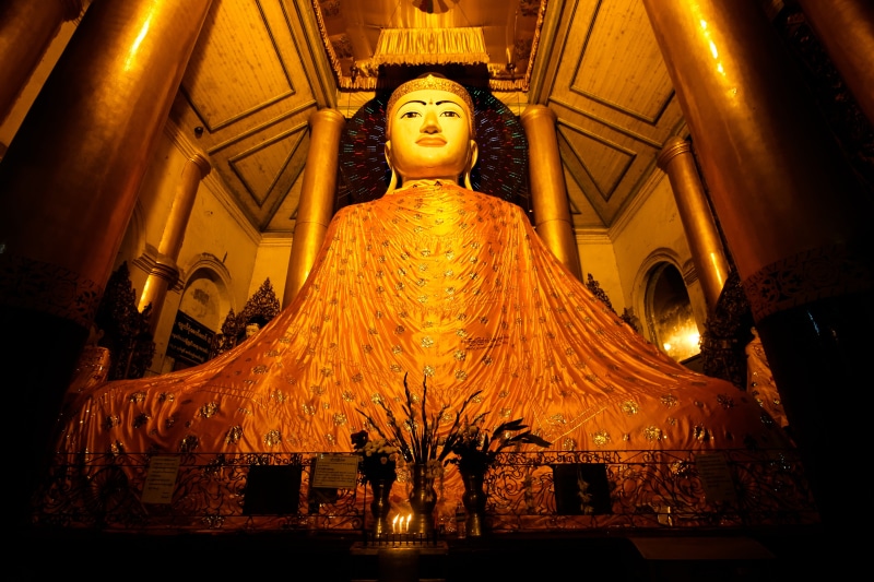 architecture, ornate, illuminated, the night, sculpture, built structure, gold, low angle view, shwedagon, place of worship, gold colored, no people, pagoda