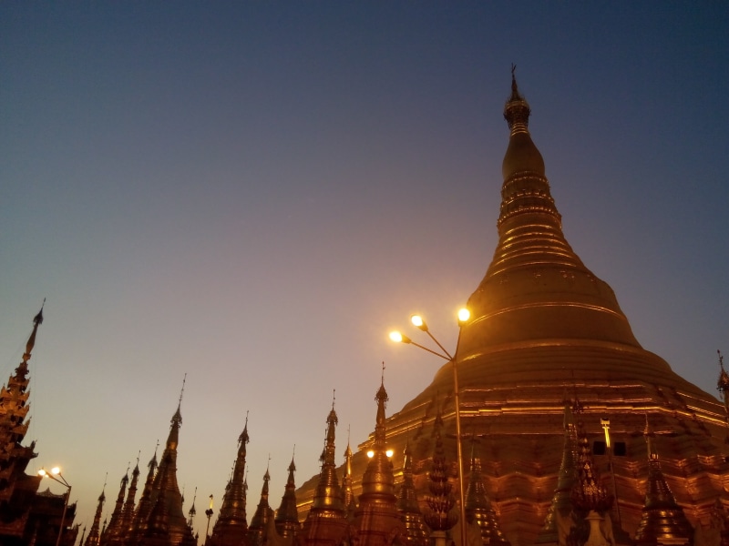 tourism, religion, outdoors, sky, pagoda, travel destinations, shwedagon, belief, clear sky, building, buddhism, architecture, no people, tower, travel