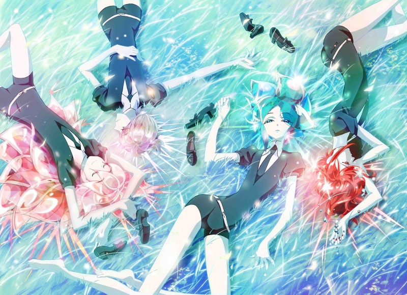 high angle view, lifestyles, school of fish, sunlight, swimming, 2K, swimming pool, real people, pool, women, men, Cinnabar (Houseki no Kuni), sea, Phos (Houseki no Kuni)