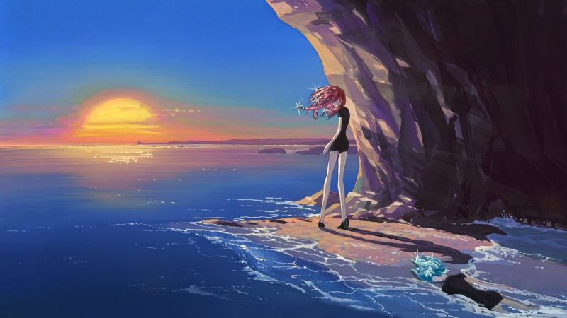 Houseki no kuni, 1080P, Cinnabar (Houseki no Kuni), Phos (Houseki no Kuni), sunset