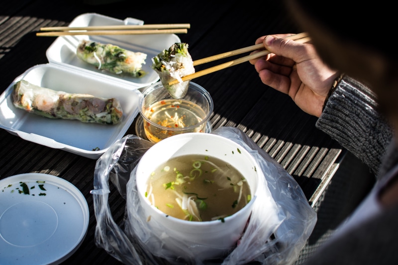hands, soup, one person, spring rolls, hand, 4K, people, table, asian Cuisine, dinner, east Asian Culture, vegetable, adult, pho, restaurant, food, japan