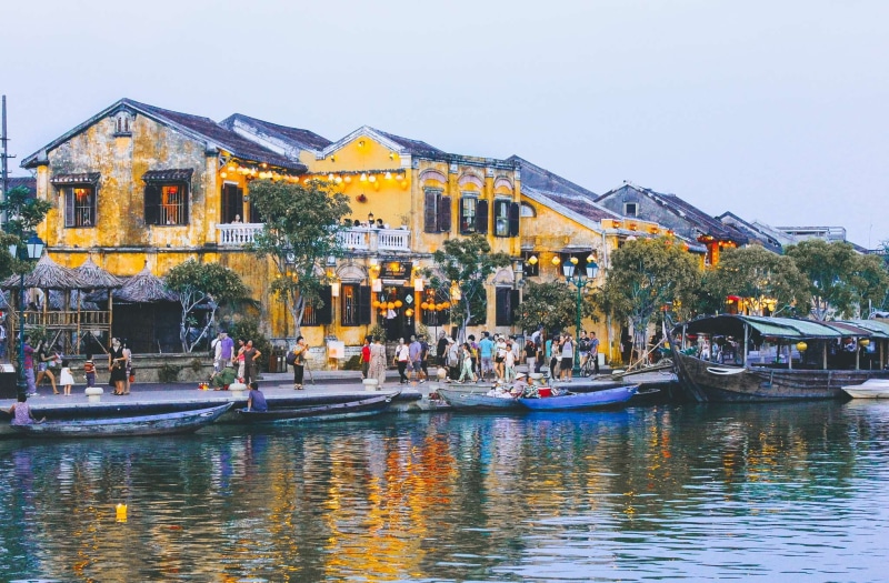 residential district, river, sky, clear sky, building, nature, travel, city, hi an, pho, canon 60d, outdoors, built structure, house, canal, waterfront