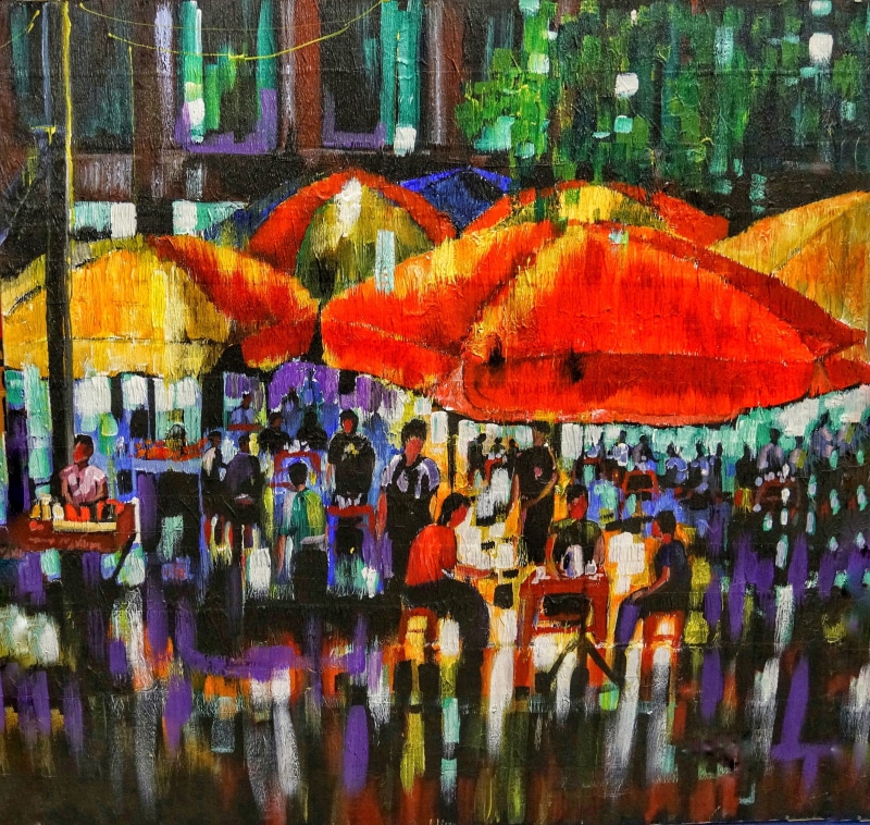 festival, colorful, artistic, multi colored, umbrellas, 2K, hanging, art and craft, outdoors, architecture, celebration, group of people, city, street