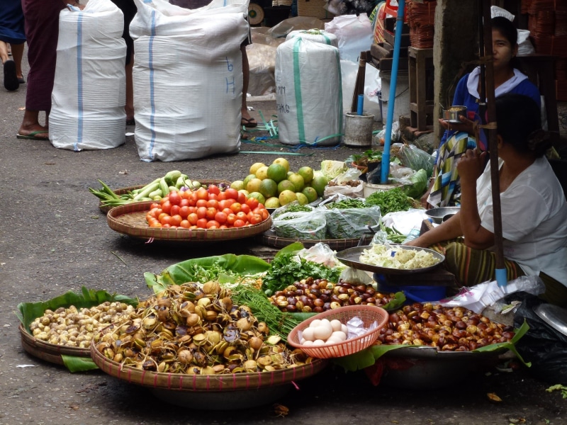 vegetable, market vendor, traditional, vendor, burma, business, fruit, market, day, outdoors, healthy eating, vegetables, food, small business, real people