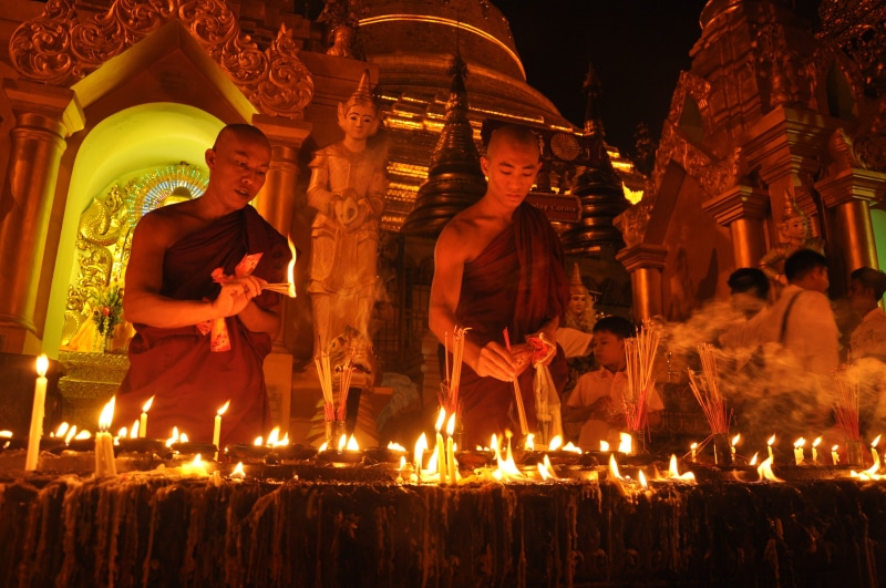 performance, group of people, 4K, flame, buddhist, adults only, candle, fire, women, burning, dancing, illuminated, Buddhism, architecture, night, Burma