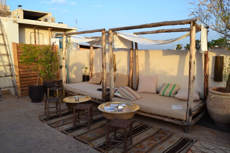 riad maison rouge, wood - material, no people, morocco, furniture, terrace, outdoors, building, empty, front or back yard, house, 4K, architecture, riad