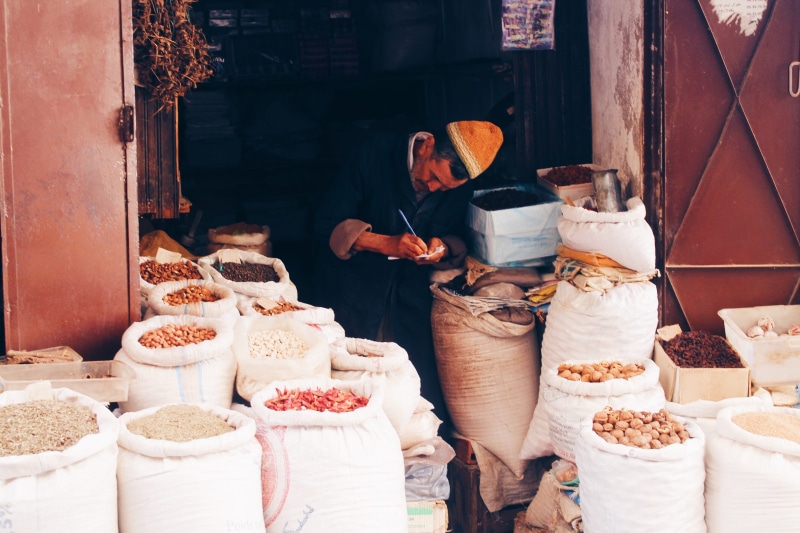 small business, food, africa, morocco, food and drink, container, variation, day, 4K, marrakesh, traveling, marrakech, real people, retail, retail display
