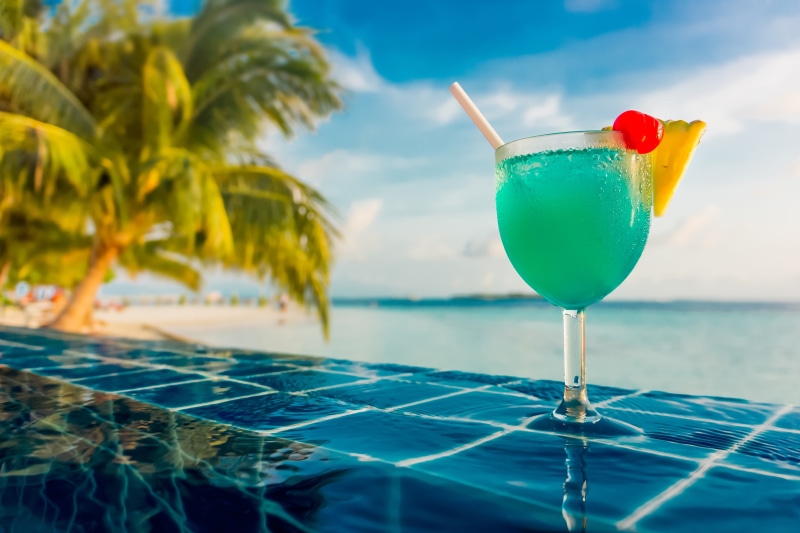 tropical, cocktails, 2K, swimming pool, palm trees, sea