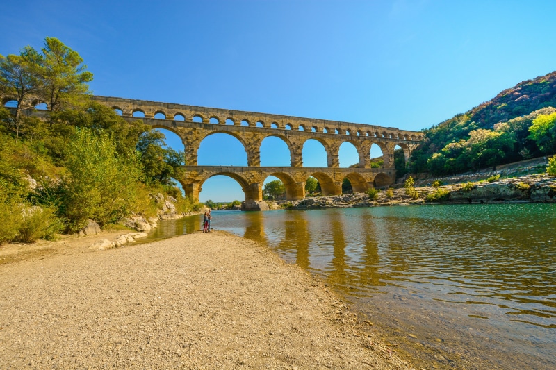 Pont Du Gard, day, plant, scenic, Bridge, famous Place, arch bridge, blue, france, nature, europe, bridge - Man Made Structure, aqueduct, connection, Provence