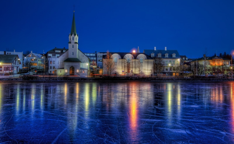 cityscape, Dark, composition, Photographer, Picture, sky, built structure, water, Yellow, reykjavik, architecture, capture, Chapel, Perspective, Treatment
