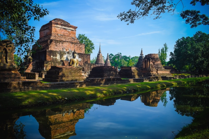 travel, religion, history, 1080P, the ancient city, ancient, sky, nature, city of joy, sukhothai historical park, outdoors, ruined, old ruin, architecture
