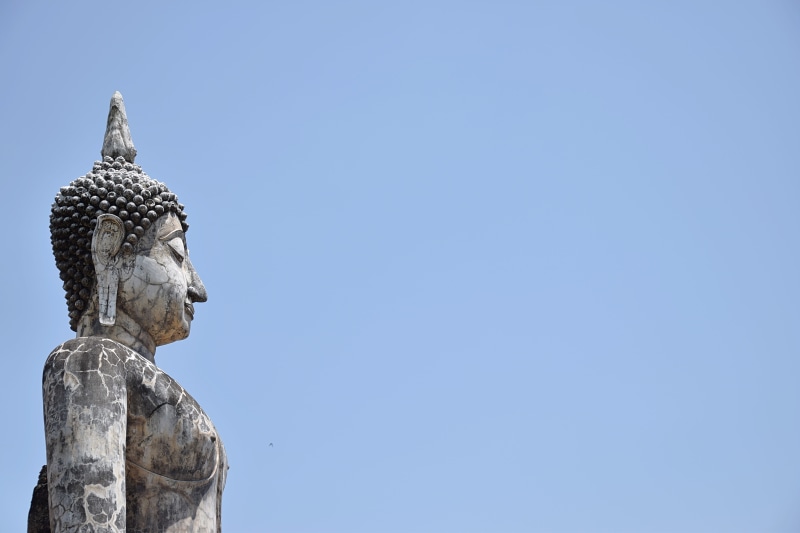male likeness, blue, buddhist, human representation, representation, thailand, religion, sukhothai, suburbs, art and craft, landscape, no people, nature