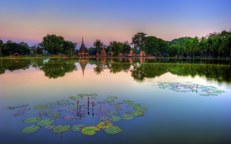 4K, thailand, lake, park, 4000x2500, historical, sukhothai