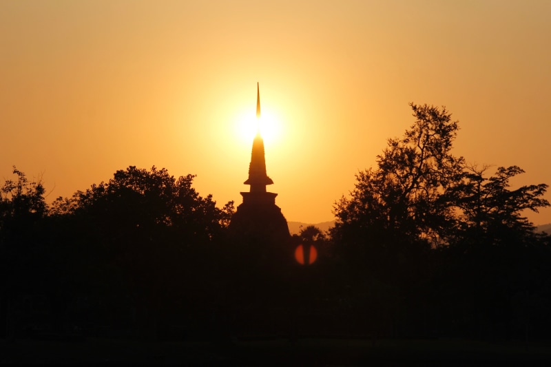 travel, no people, built structure, tourism, sunset, tomb, spire, s, tree, sky, the past, sun, temple complex, silhouette, monument, religion, plant, sunlight
