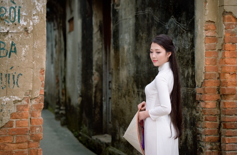 Asian Conical Hat, Ao Dai, Women, 1080P, Asian, Model, Vietnamese, Girl, Hair