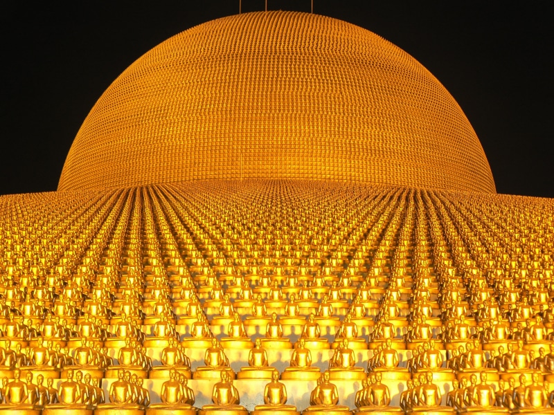 million, low angle view, phra dhammakaya, temple, thailand, more than, luxury, monument, religion, spirituality, illuminated, ornate, wat, building, dhammakaya movement