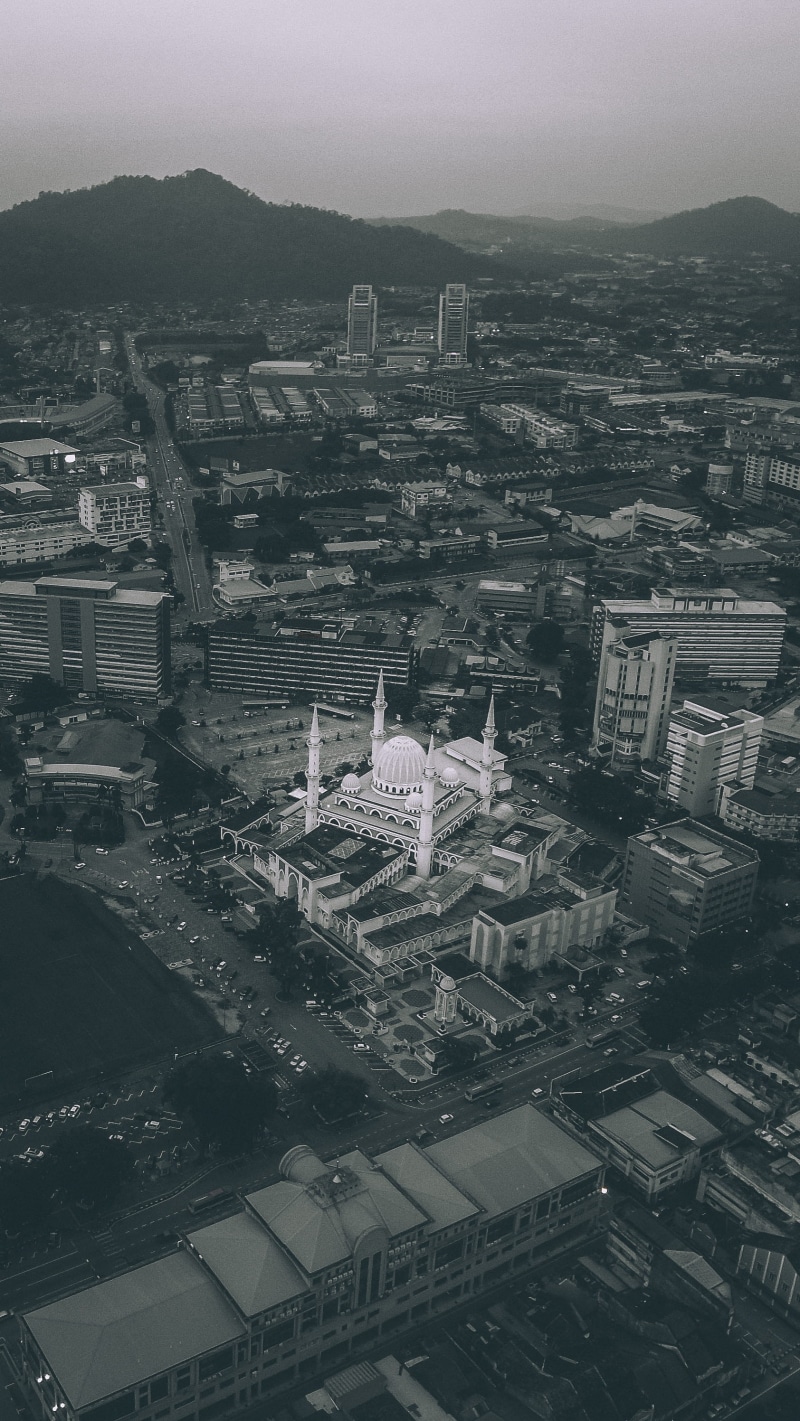 crowded, building, residential district, day, outdoors, sky, cityscape, architecture, 2K, city life, building exterior, settlement, kuantan, built structure
