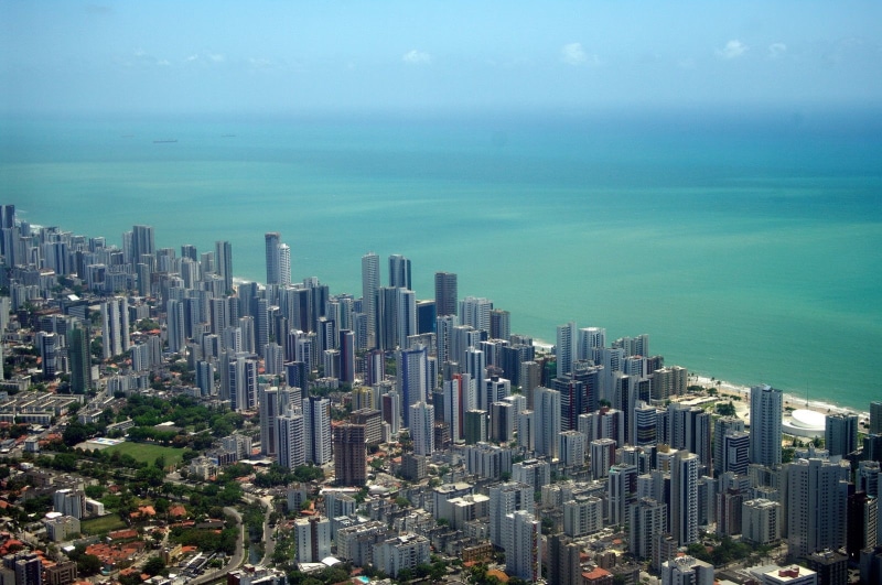 downtown District, built Structure, modern  architecture, Recife, 720P, ocean, urban Scene, sea, body of water, urban area, water, cityscape, urban Skyline