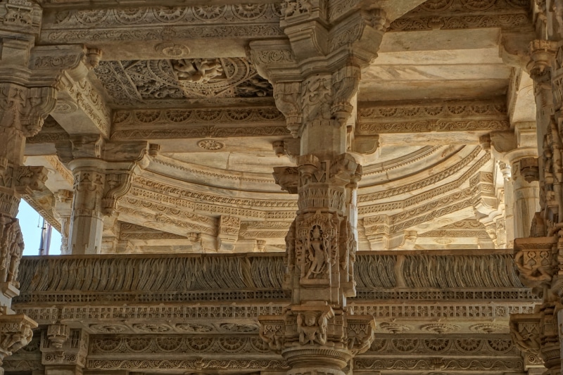 ancient civilization, culture, creativity, sculpture, low angle view, jain temple, religion, pillar, building exterior, old, travel, architecture and art