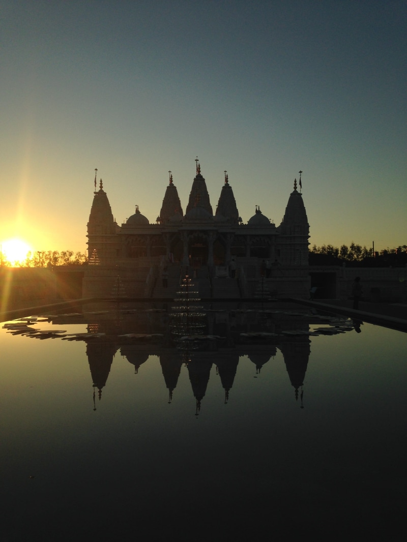 tourism, 2K, building, reflection, Mandir, sunset, nature, no people, travel destinations, Religion, copy space, Landscape, travel, water, clear sky, sky