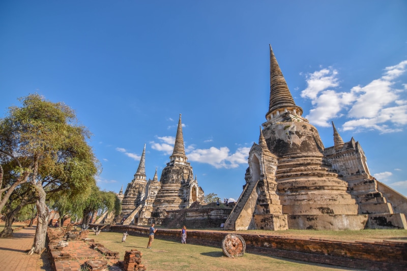 belief, sky, nature, religion, buildings, ancient siam, archaeology, old city, spirituality, building, 5K, ayutthaya historical park, spire, faith, architecture
