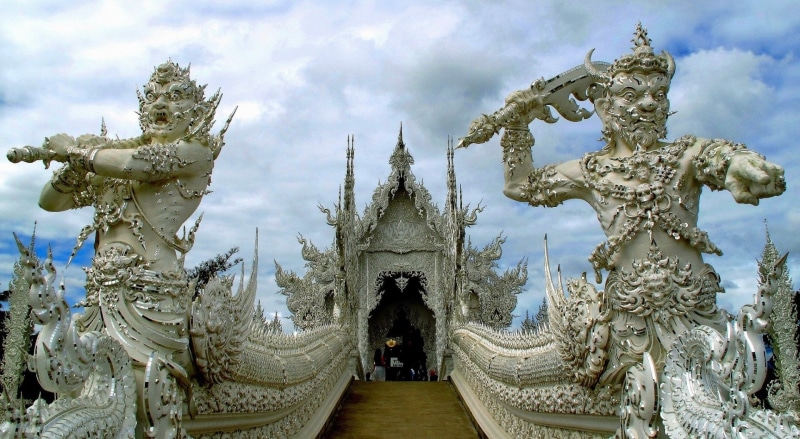 human representation, ornate, built structure, representation, creativity, statue, sculpture, Chiang Rai Province, architecture, incidental people, art and craft