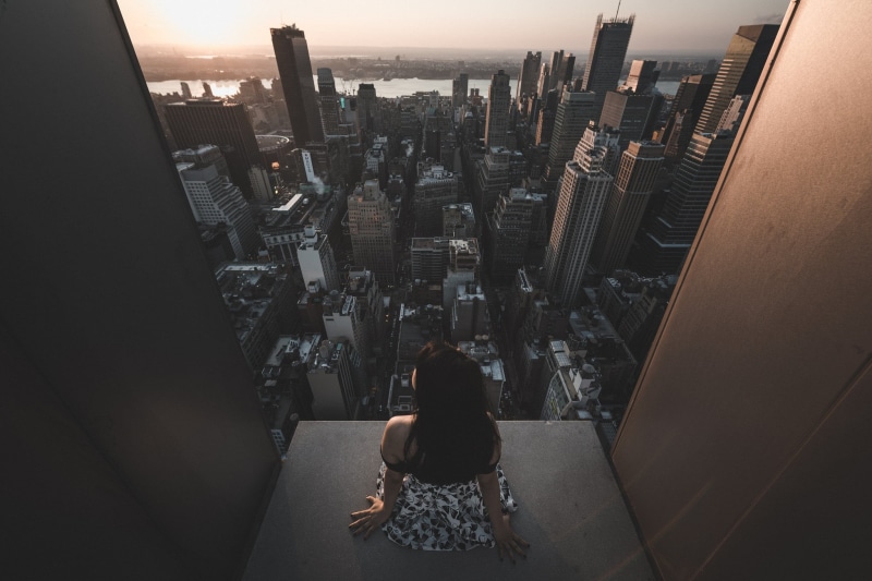 office Building, black, city, skyscraper, high angle view, women, building Exterior, tall - high, uSA, sky, cityscape, manhattan - New York City, modern