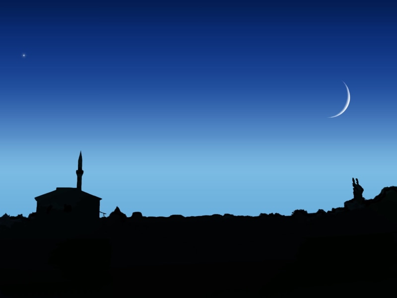 back Lit, the sky, urban Scene, vector, silhouette, city, architecture, sunset, crescent, built Structure, dark, nature, church, the moon, 1080P, tower