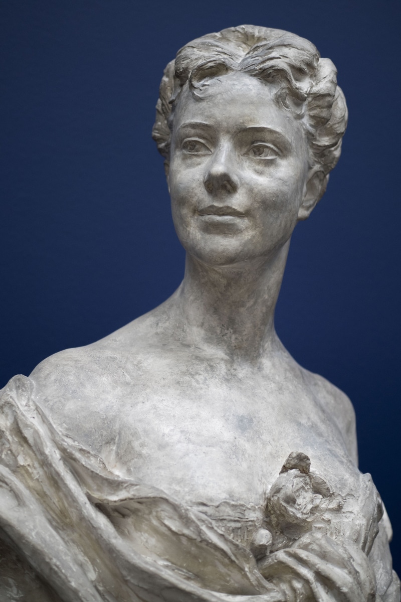 woman, old, female likeness, solid, low angle view, blue, memorial, antique, art and craft, marble, studio shot, girl, male likeness, fine art statue, art