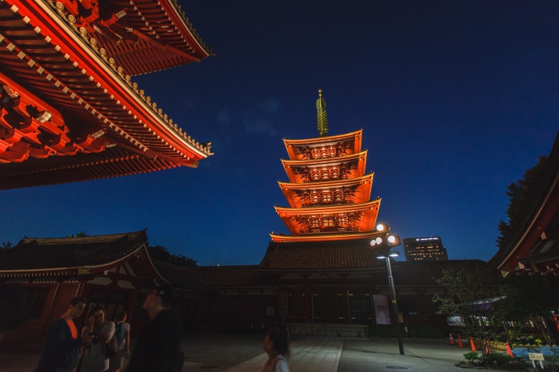 4K, spirituality, night, sky, belief, history, asakusa, illuminated, blue, travel, temple, ornate, nature, place of worship, sensoji, building, built structure