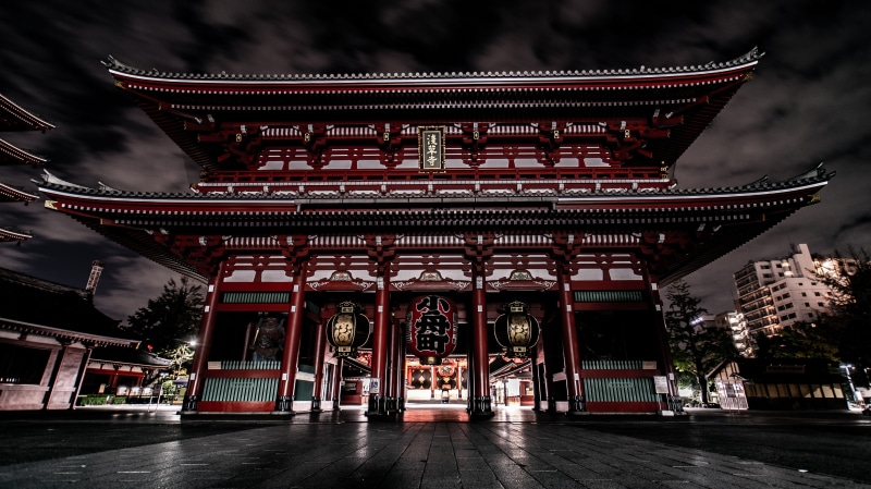 architecture, culture, temple, roof, place of worship, town, 5K, asakusa, belief, no people, attractions, shrine, illuminated, building, asia, religion