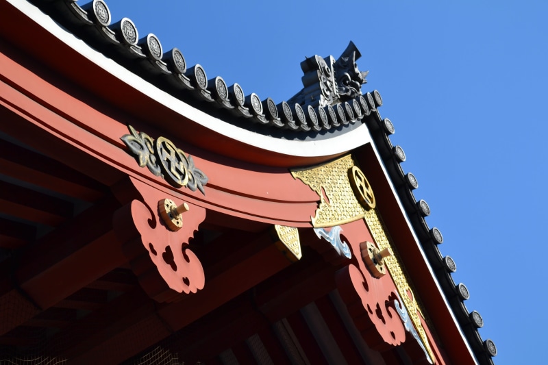 building, sky, temple, tokyo, roof, 4K, the past, history, built structure, outdoors, building exterior, japanese, nature, architecture, no people, asia