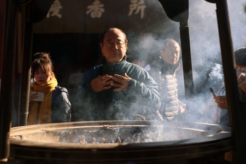 senjo-ji, child, standing, childhood, household equipment, firepit, males, building, holding, dish, waist up, stew, mid adult, asakusa, front, people, incense