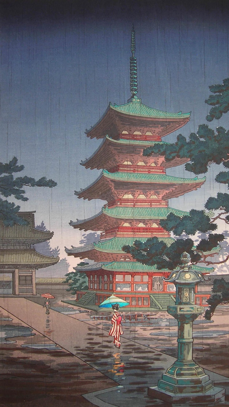 trees, Japanese Art, 2K, temple, painting