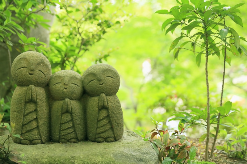 temple, Japan, growth, no people, plants, green, green color, day, softness, Jizo, outdoors, art and craft, Hase-dera Temple, representation, 5K, stuffed toy