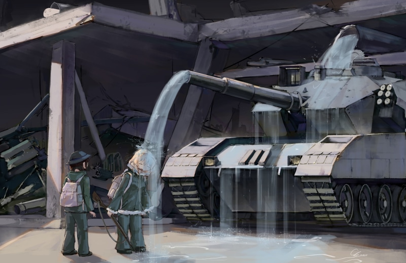 Girl, Yuuri (Girls Last Tour), Water, Tank, Chito (Girls Last Tour), 2K, Girls Last Tour, Anime