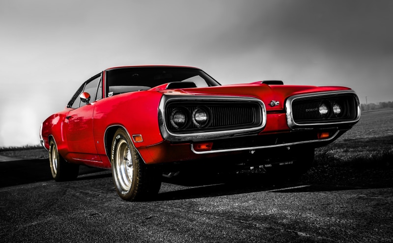 cloud - sky, classiccar, day, Dodge440, muscle, land vehicle, wealth, sky, sports car, transportation, red, luxury, vintage car, hd, motor vehicle, isolated color