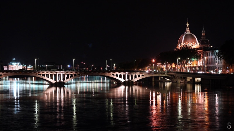 photography, France, arch bridge, government, night, colorful, outdoors, bridge - man made structure, travel destinations, water, building exterior, reflection