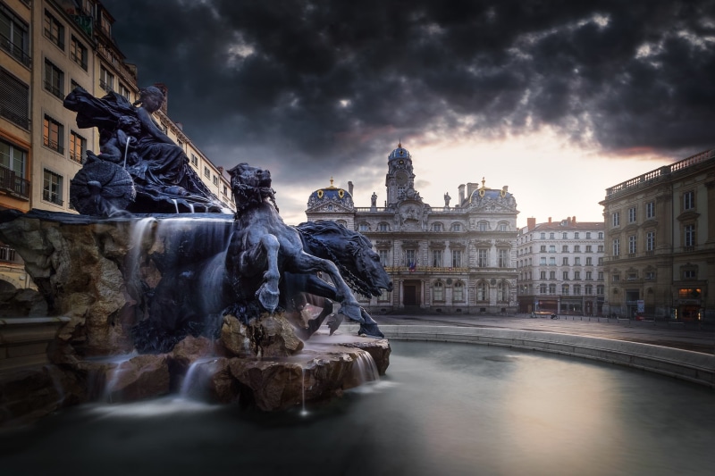 1080P, France, area, fountain, Lyon