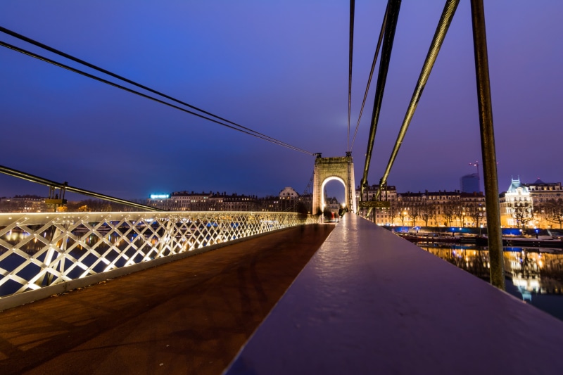 nature, diminishing perspective, sky, night, white, skyscraper, bridge, architecture, transportation, cityscape, bridge - man made structure, Lyon, 2K