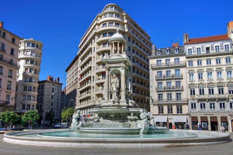 fountain, area, sculpture, France, monument, Lyon, 1080P, home