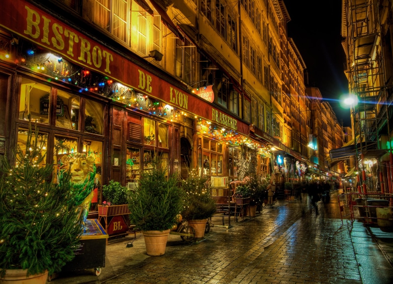 night, Lyon, 2K, Europe, street, the city, bistro, restaurant, France