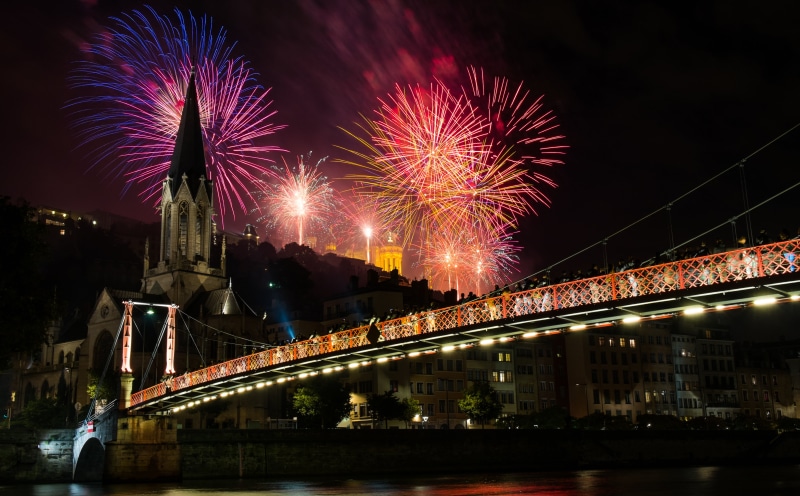Bastille, time, firework Display, night time, Saone, Pont, urban Scene, bridge - Man Made Structure, M1, Fireworks, 14 Juillet, famous Place, Nuit, night