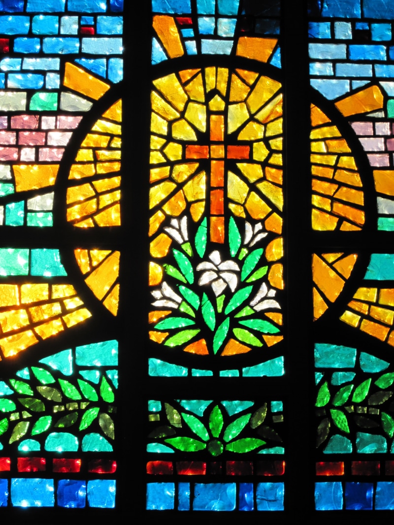 no people, window, Cross, christian, christianity, indoors, color, church, building, 4K, jesus, spiritual, glass, cross, shape, architecture, pray, Church