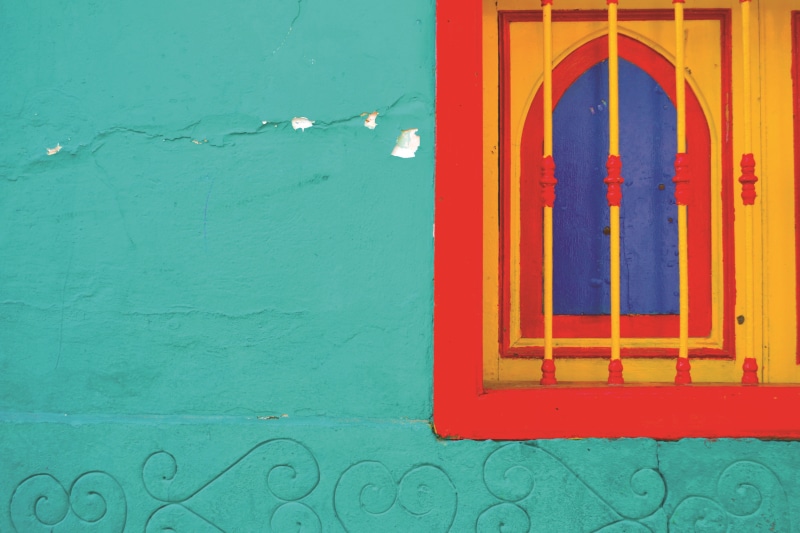 grilles, entrance, green, yellow, cultures, green color, vibrant color, decoration, outdoors, building Exterior, close-up, house, built structure, wood - Material