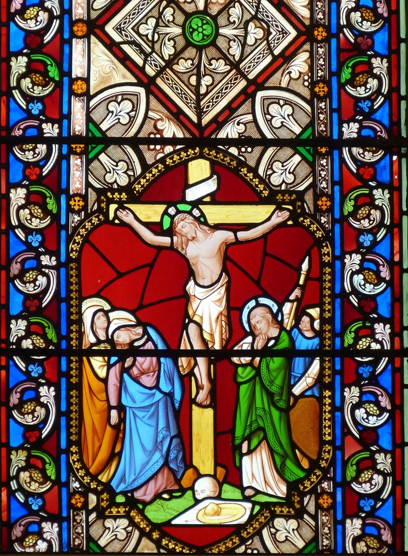 ornate, window, stained, no people, bible, good friday, christianity, crucifixion, building, floral, united kingdom, redemption, design, jesus, built structure