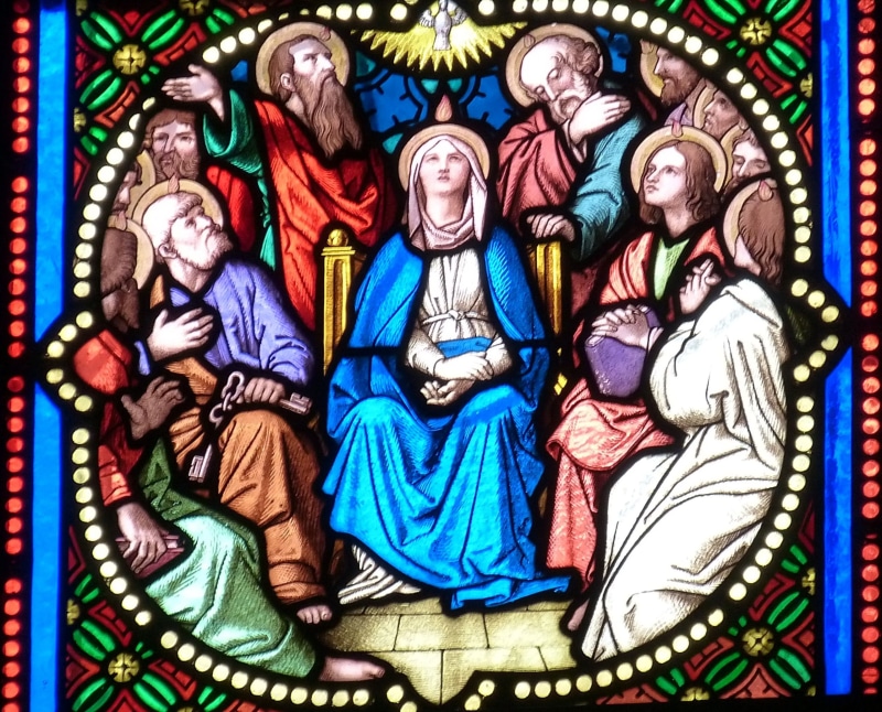 belief, no people, historically, stained glass window, female likeness, window, faith, human representation, place of worship, indoors, 2K, bible, male likeness